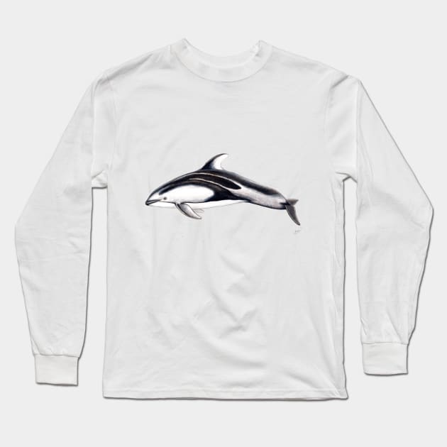 Pacific white-sided dolphin (Lagernorhynchus obliquidens) Long Sleeve T-Shirt by chloeyzoard